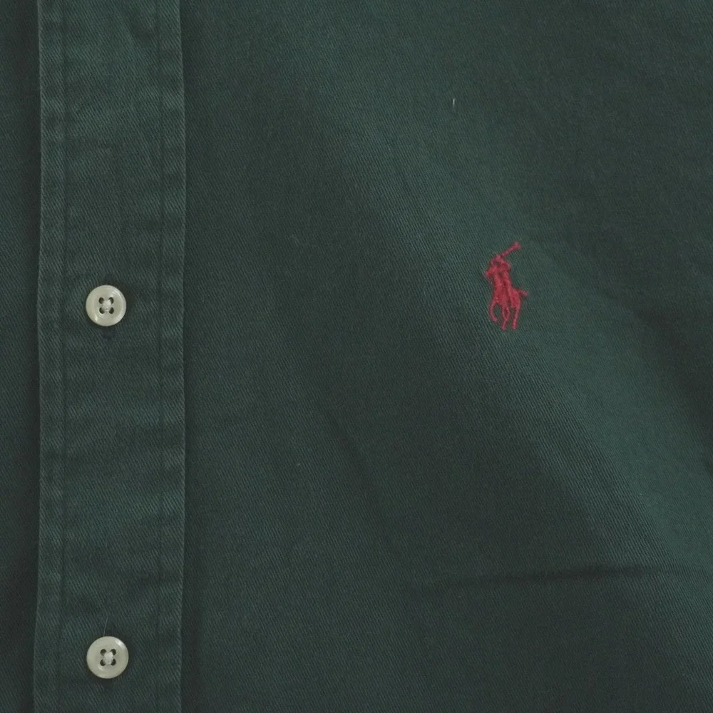 Vintage Polo Ralph Lauren Button Down Shirt L Green Blaire Cotton Long Sleeve